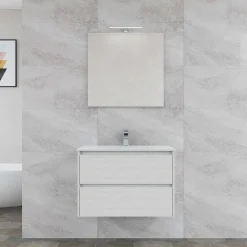 Mobile bagno base lavabo sospesa Ness 81 2/C creme 81x46 cm