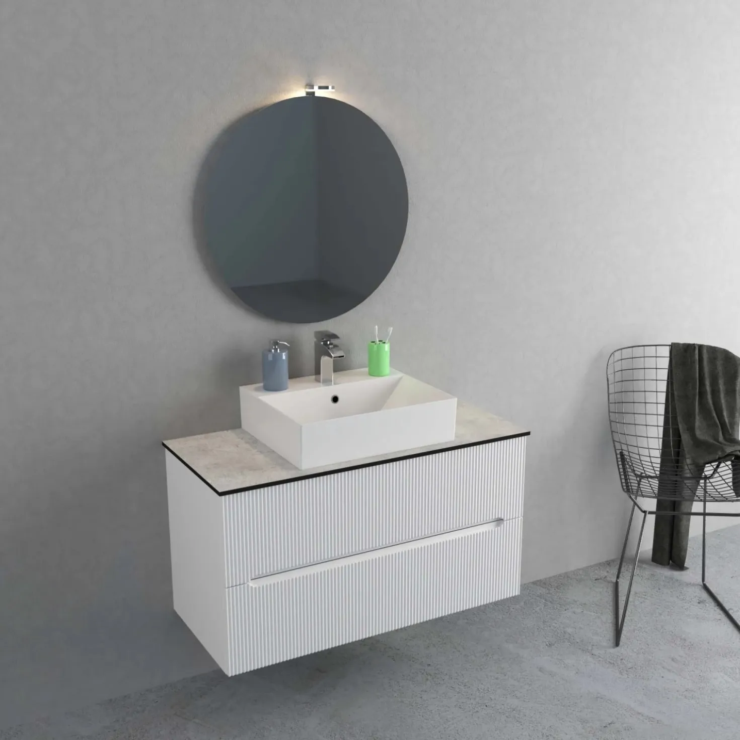 Mobile bagno base lavabo sospeso L 99 x H 54 x P 45 cm bianco opaco