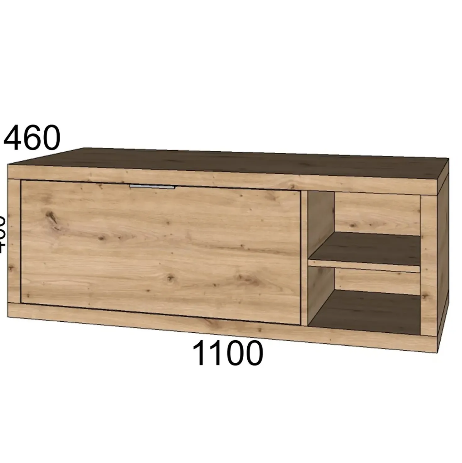 Mobile bagno base lavabo sospeso 110 cm rovere/rovere con mensola dx