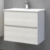 Mobile bagno base sospesa 2 cassetti lavabo in ceramica Monya 61x46 cm larice