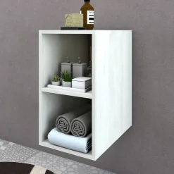 Mobile bagno con due vani a giorno sospeso per base Monya 30x54 cm bianco