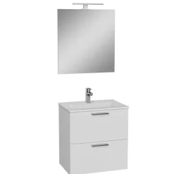 Mobile bagno con lavabo e specchio LED sospeso Stella 60x45x61 cm bianco