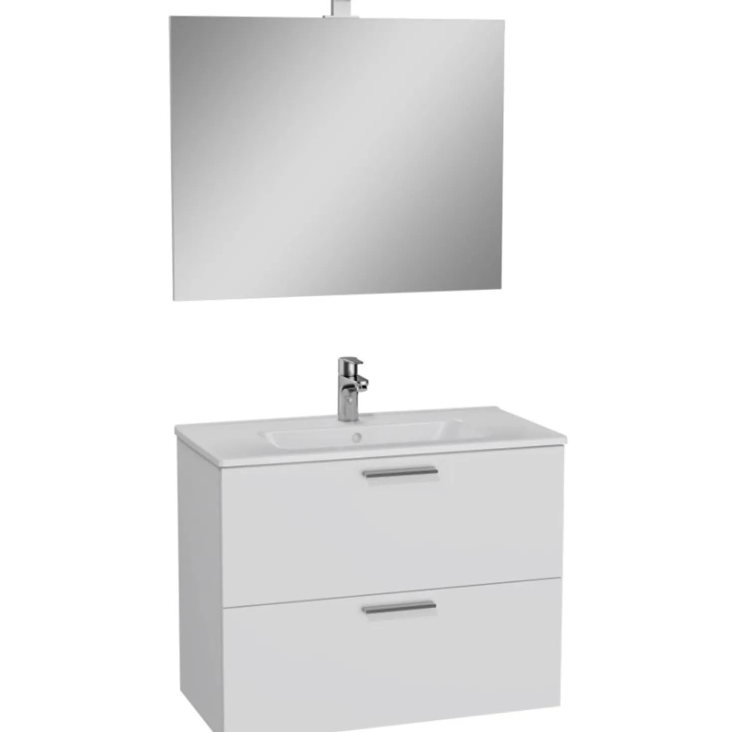Mobile bagno con lavabo e specchio LED sospeso Stella 80x66x42 cm bianco