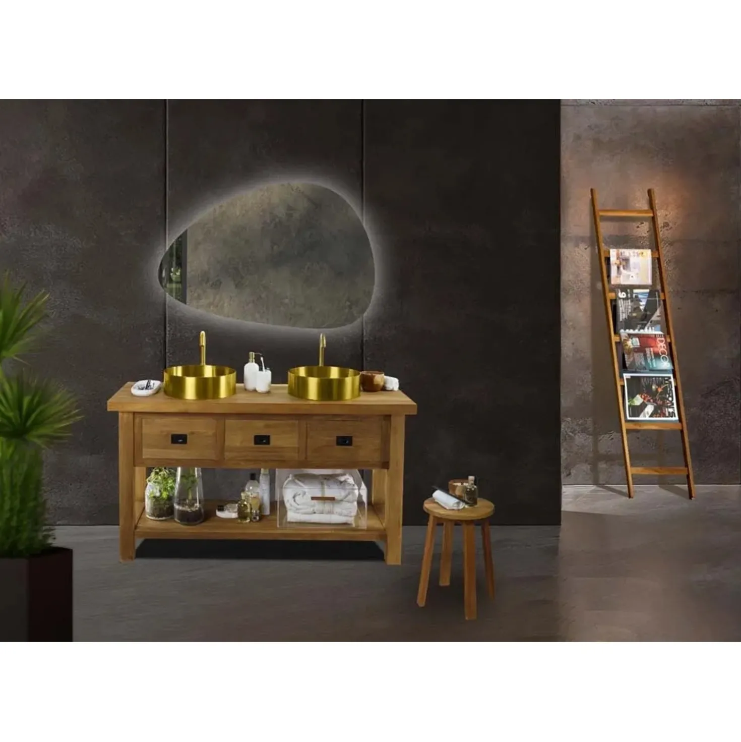 Mobile bagno in teak naturale Margaux 3 cassetti