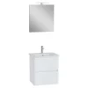 Mobile bagno lavabo+specchio LED sospeso 2 cassetti Mia Plus 60 cm bianco lucido