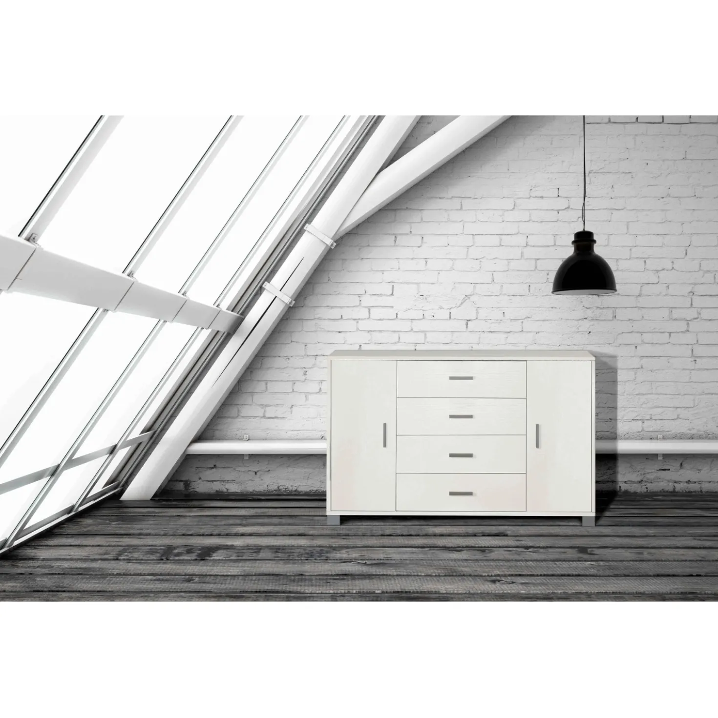 Mobile cassettiera in kit Sarmog 4 cassetti 112x70x41 cm bianco
