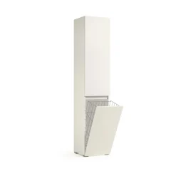Mobile colonna con cestello biancheria 2 ripiani 45x37x195 cm bianco