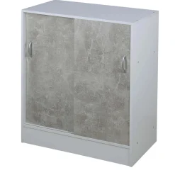 Mobile con 2 ante e 2 ripiani in pannello truciolare 60x30xH71 cm bianco grigio