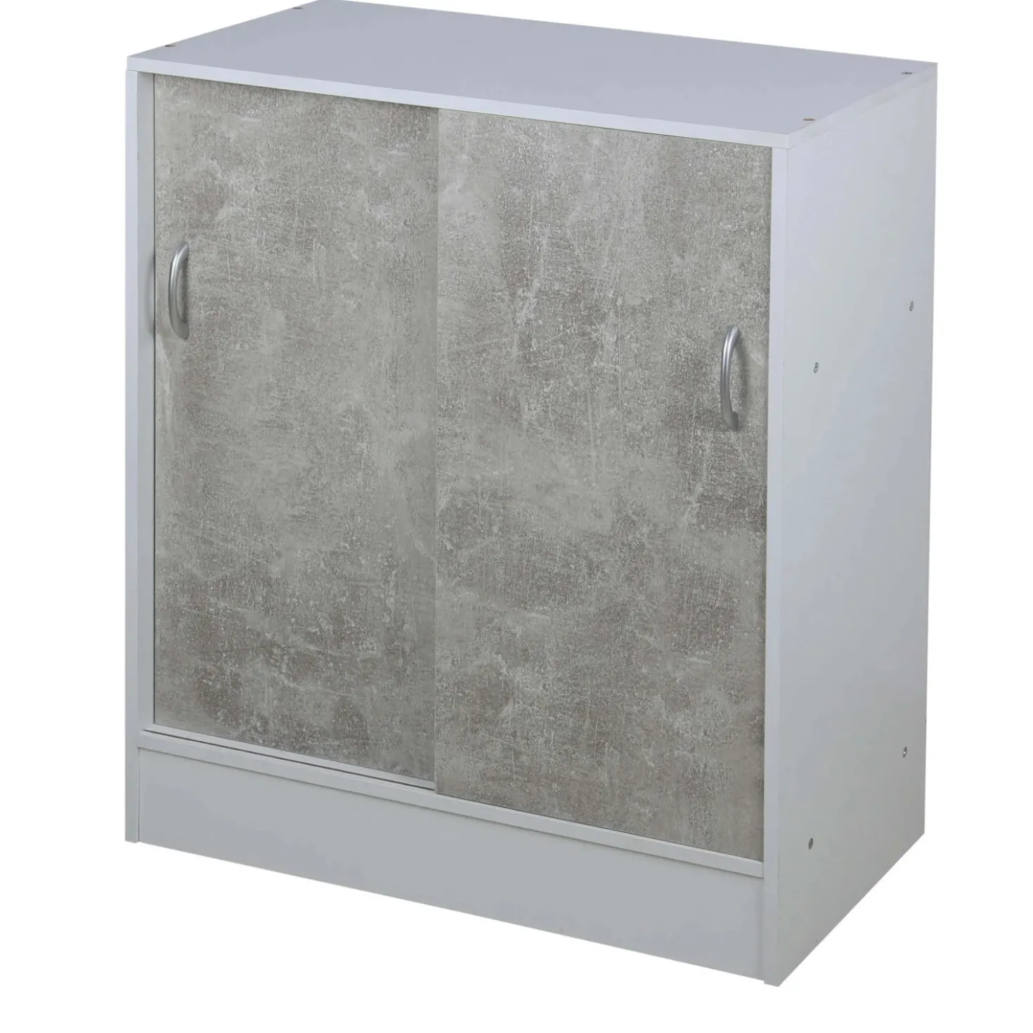 Mobile con 2 ante e 2 ripiani in pannello truciolare 60x30xH71 cm bianco grigio