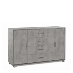Mobile in kit 2 ante 4 cassetti Sarmog 136x86x41 cm cemento