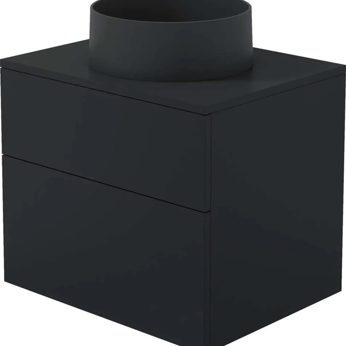 Mobile lavabo con lavabo granito Idrostile SlowMotion 600x520 mm nero