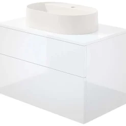 Mobile lavabo con lavabo granito Idrostile SlowMotion 800x520 mm bianco