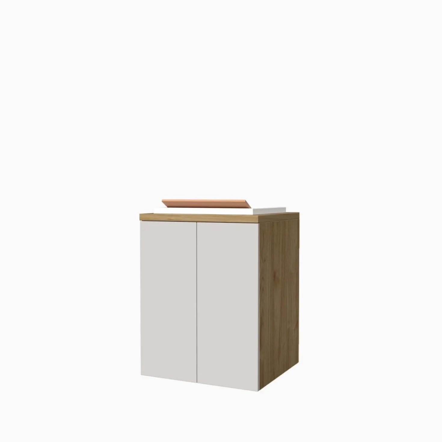 Mobile lavatoio sospeso vasca in ceramica H91xL71xP65 cm Noce Bianco