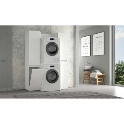 Mobile lavatrice e asciugatrice 2 ripiani 65x58x195 cm bianco