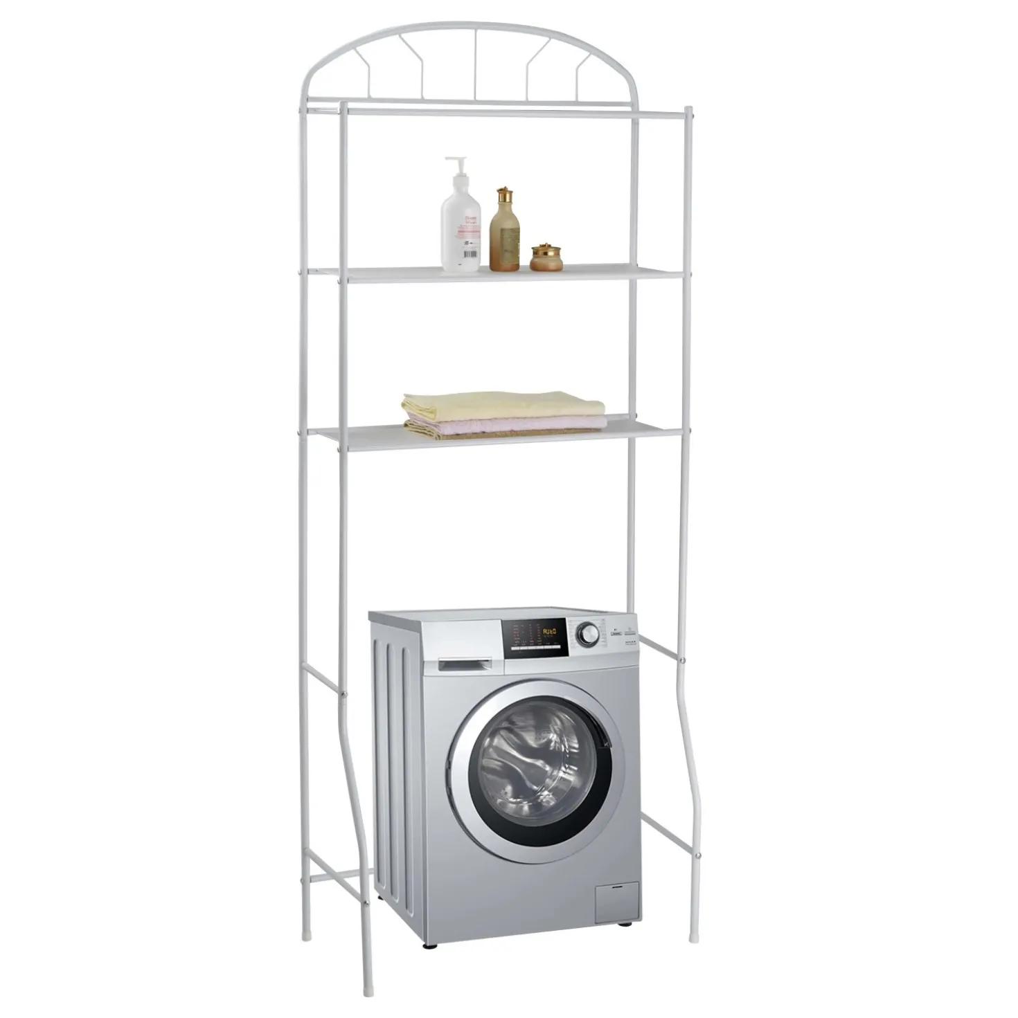 Mobile lavatrice in metallo con 3 ripiani 69x32 h.179 cm