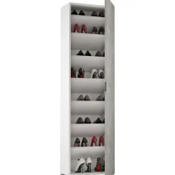 Mobile multiuso a un`anta con 7 ripiani 50x30x182 cm cemento e bianco