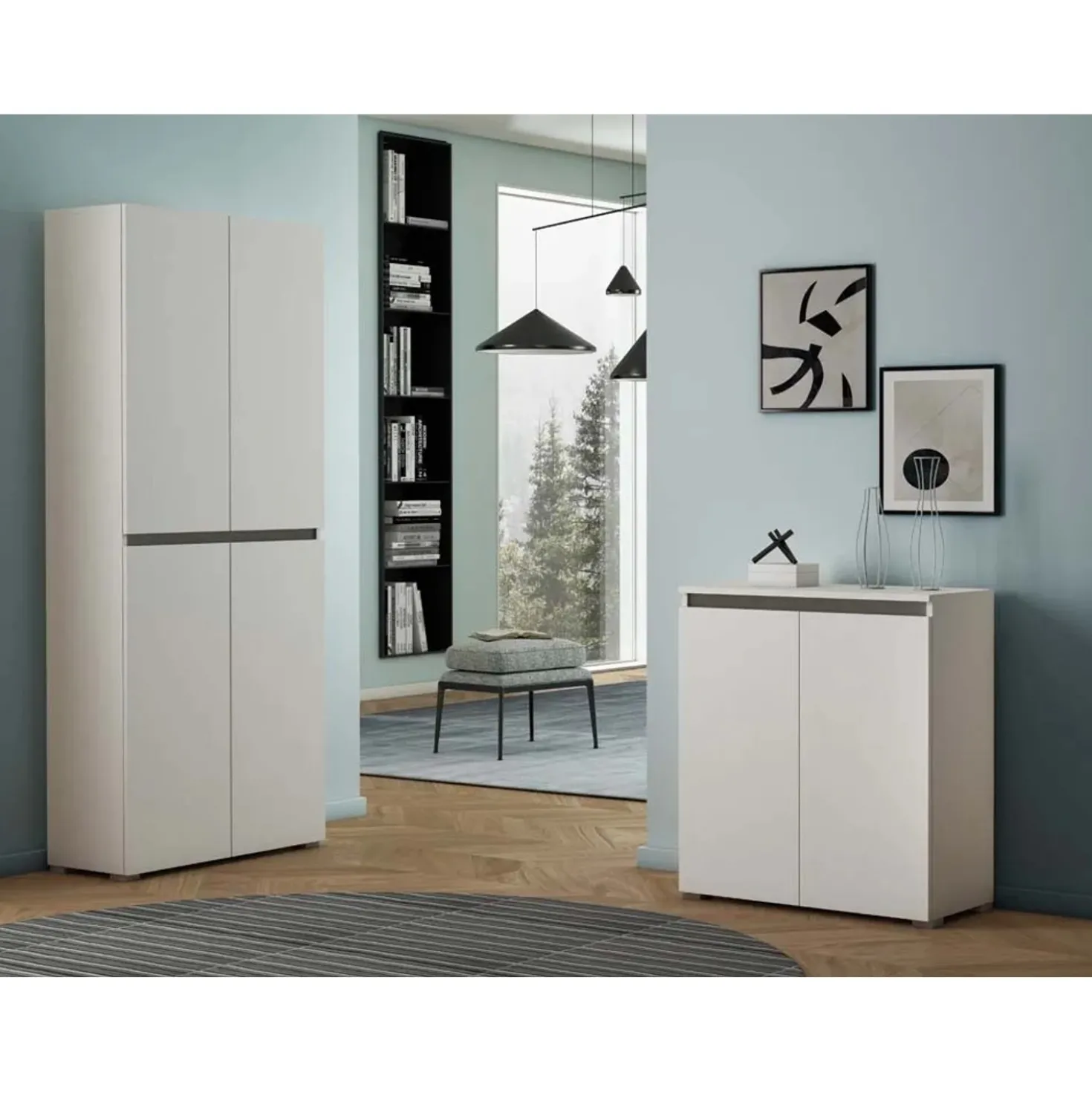 Mobile multiuso con 3 ripiani interni 80x37x102 cm bianco