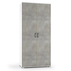 Mobile multiuso doppia anta 4 ripiani regolabili 195x90x45 cm cemento