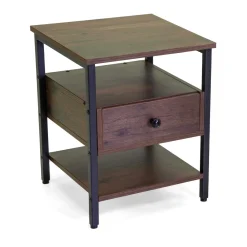 Mobiletto Mudra 1 cassetto in legno noce e nero 40x40h50 cm