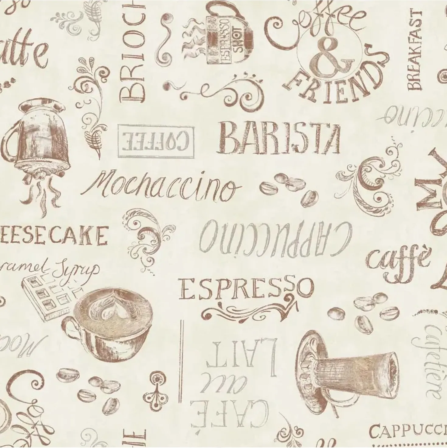Mollettone D-c-fix stampato Padua 140 cm x 20 m Coffee al metro