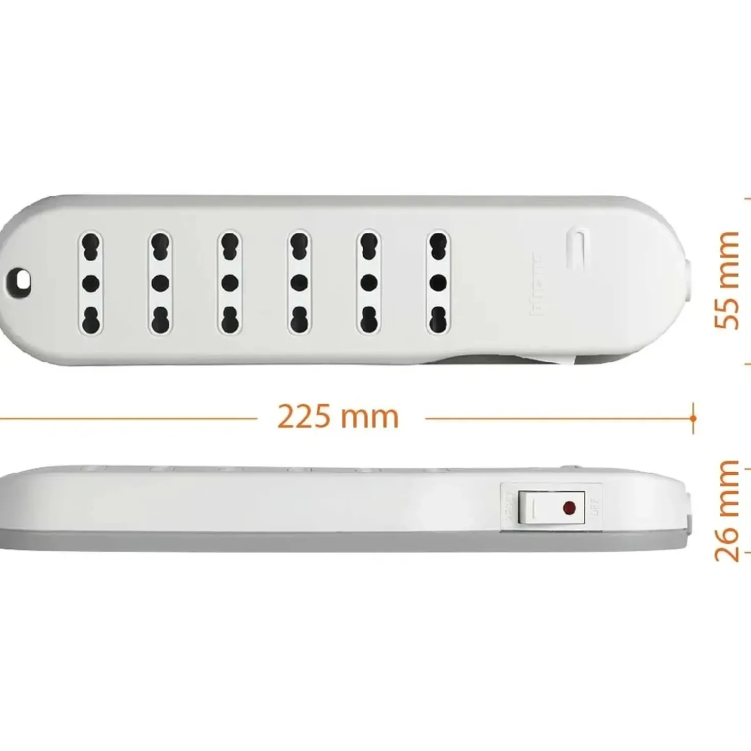 Multipresa 6 prese interruttore sicurezza Bticino 2.500 W 10/16A bianco