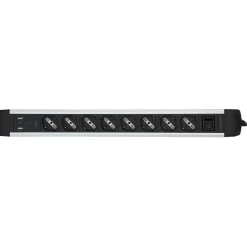 Multipresa Alu, 8 prese P40, 2USB-A, USB-C PD20W, H05VV-F 3G1, 2m. Nero