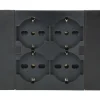 Multipresa da incasso Quadra, 4 prese universali P40. Nero