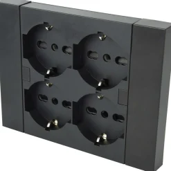 Multipresa da incasso Quadra, 4 prese universali P40. Nero