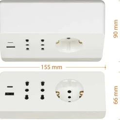 Multipresa da scrivania Bticino con interruttore 2 prese USB da 3A bianco