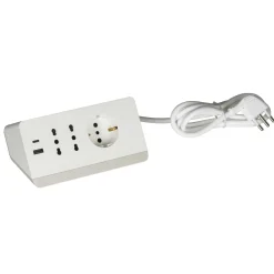 Multipresa da scrivania Bticino con interruttore 2 prese USB da 3A bianco