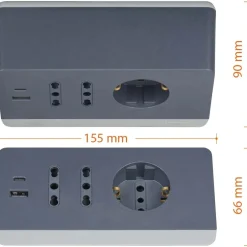 Multipresa da scrivania Bticino con interruttore 2 prese USB da 3A grigio