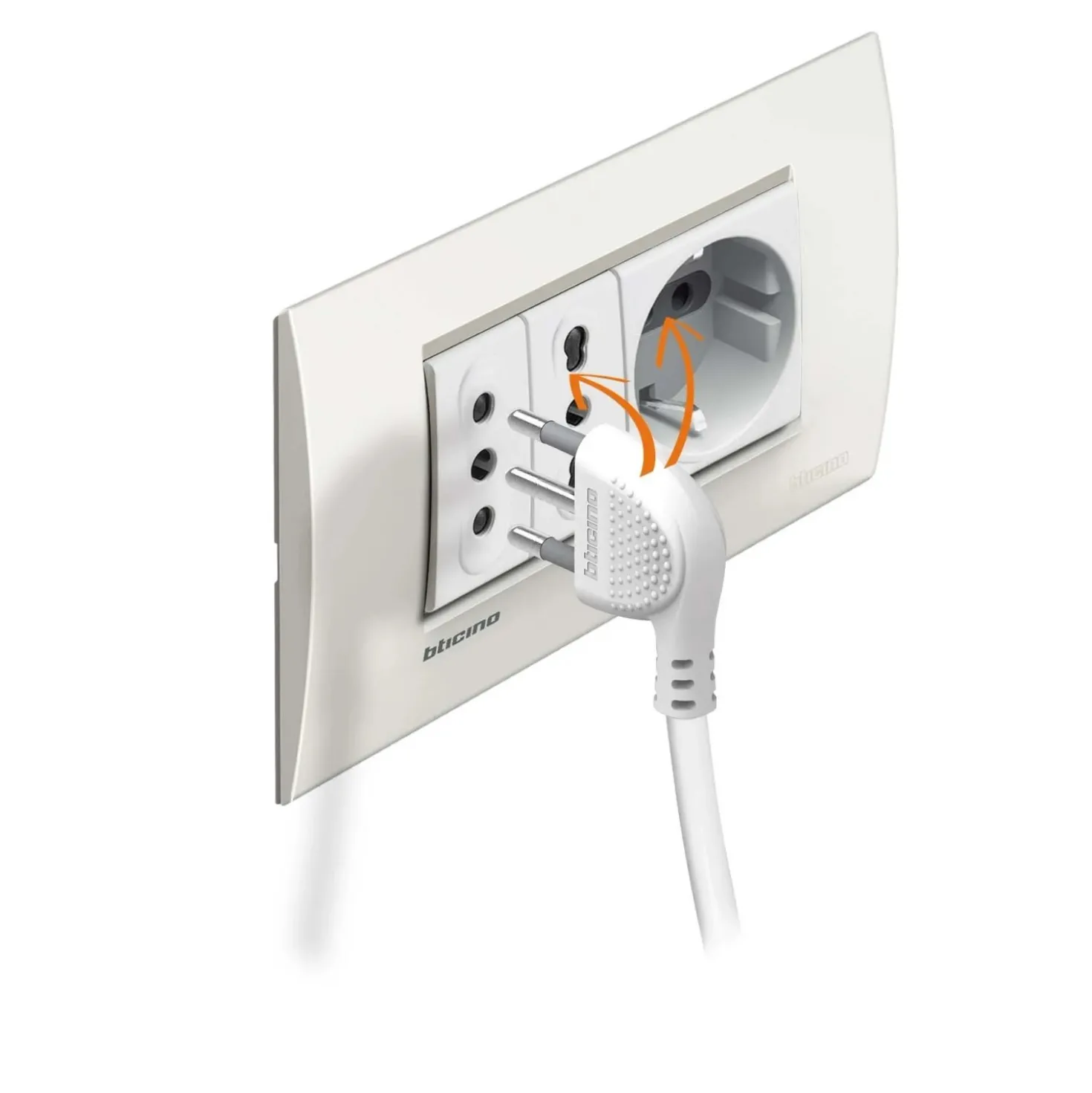 Multipresa elettrica Bticino Ultraslim 4 Prese Bipasso Interruttore bianco