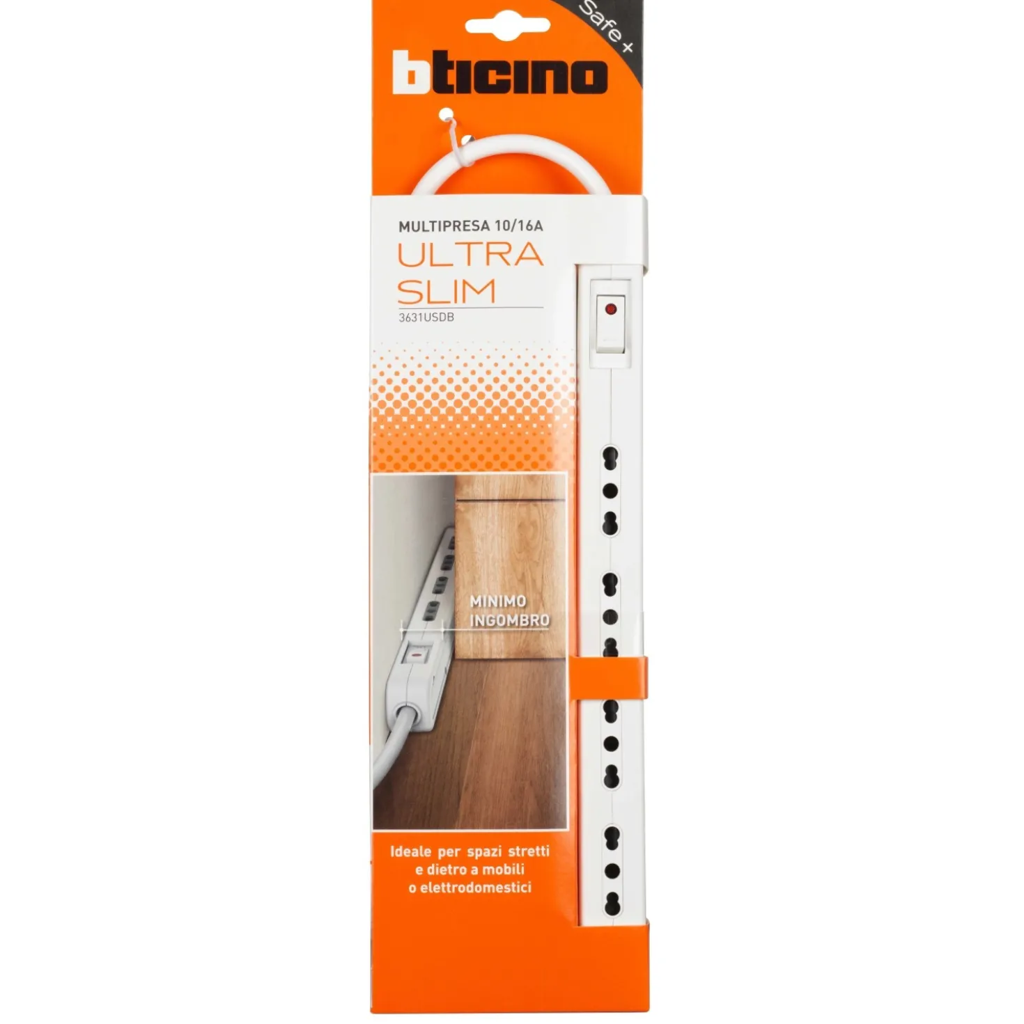 Multipresa elettrica Bticino Ultraslim 4 Prese Bipasso Interruttore bianco