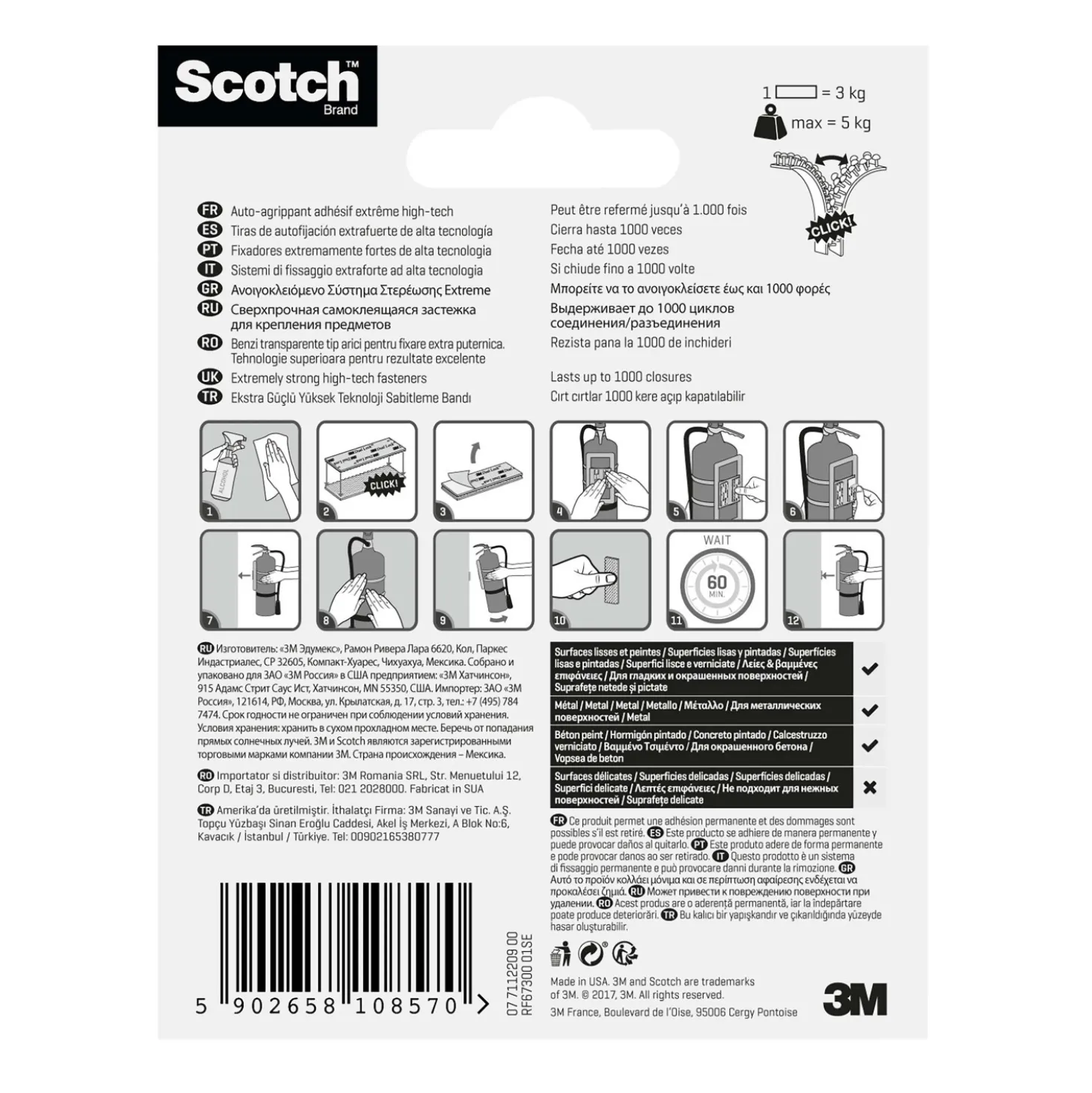 Nastro adesivo per fissaggio Scotch Extreme Fasteners 25x75 mm trasparente