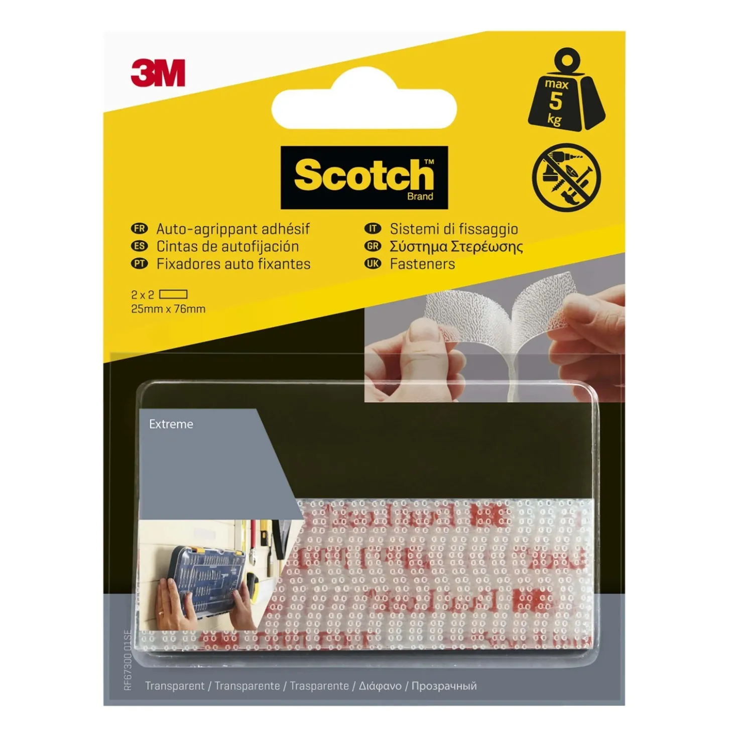 Nastro adesivo per fissaggio Scotch Extreme Fasteners 25x75 mm trasparente