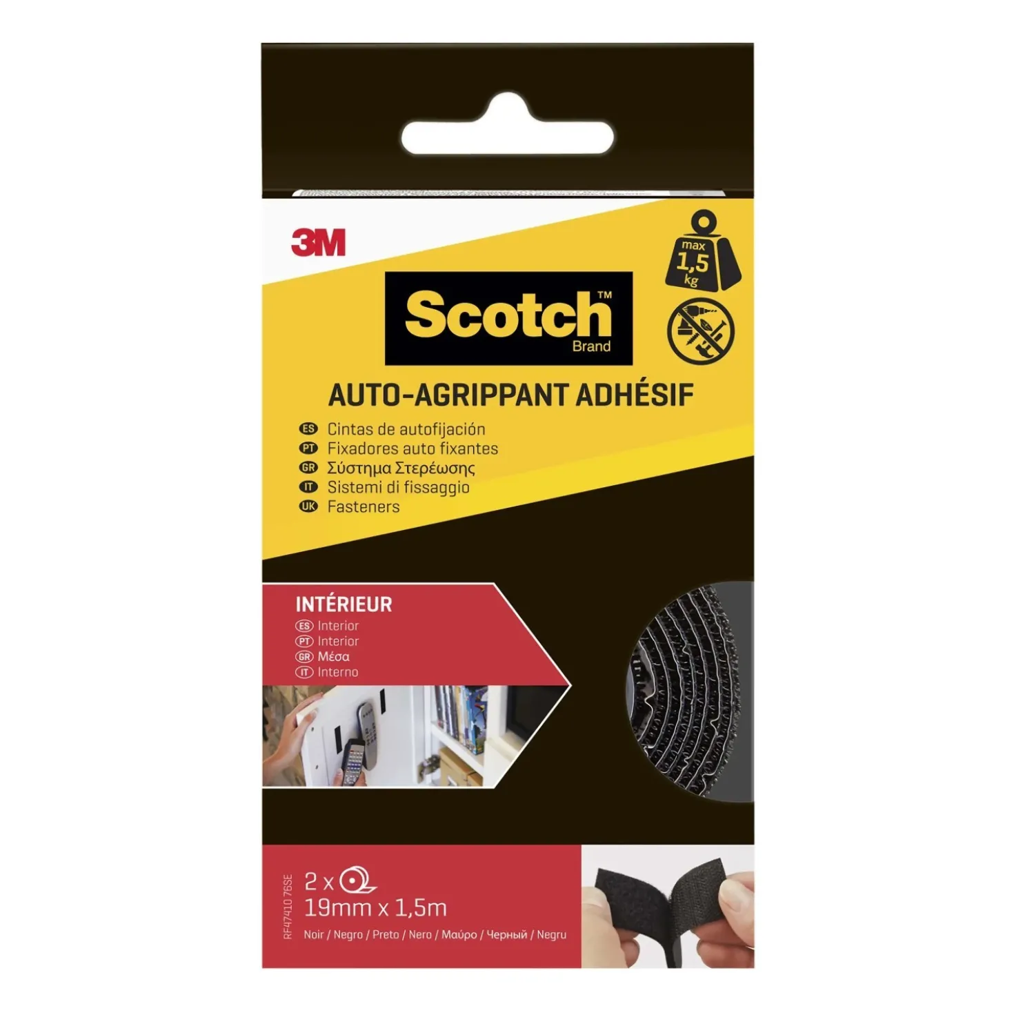 Nastro adesivo per fissaggio a strappo Scotch® 19 mm x 1,5 m nero