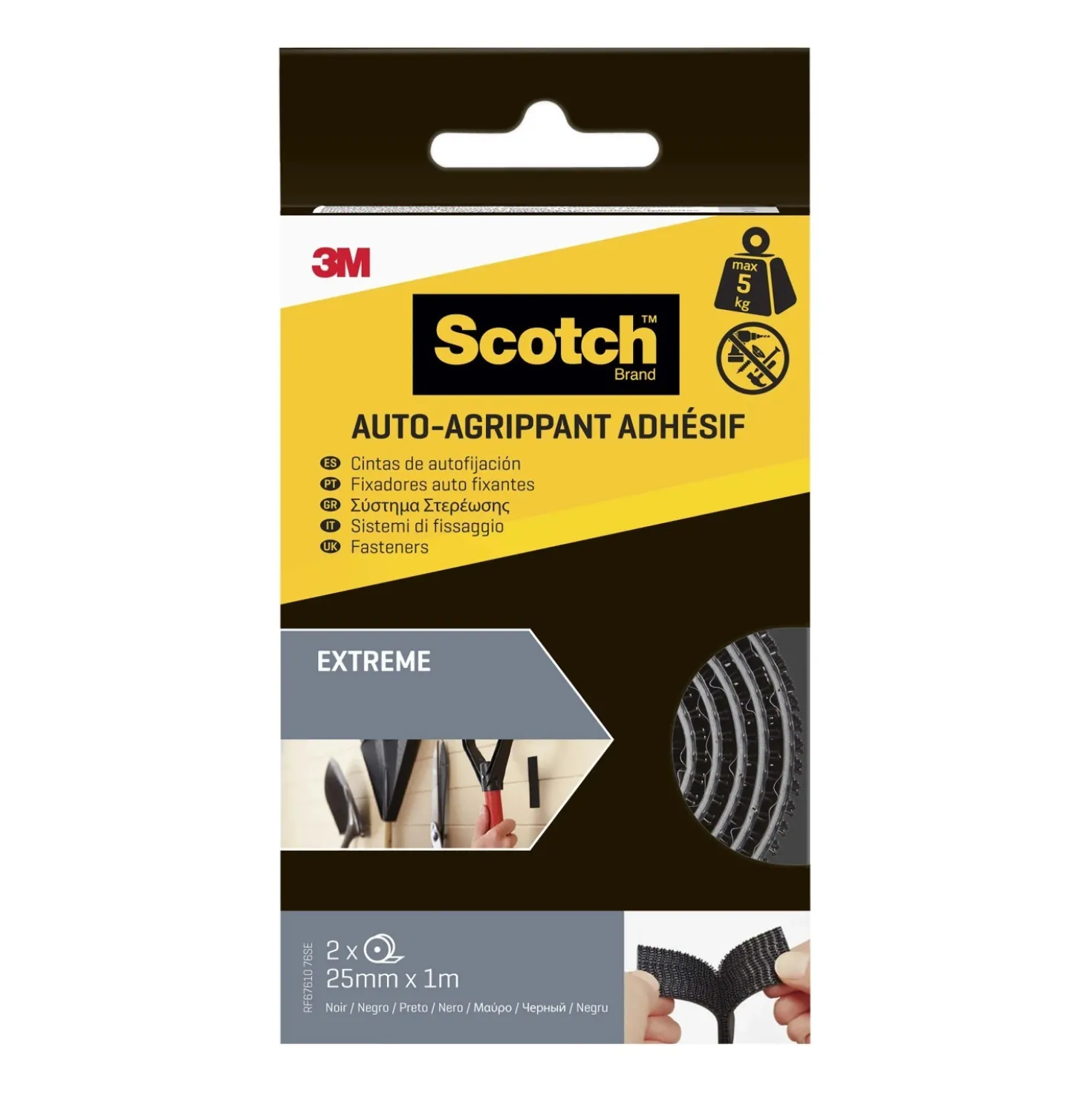 Nastro adesivo per fissaggio Scotch Extreme Fasteners 25 mm x 1 m nero