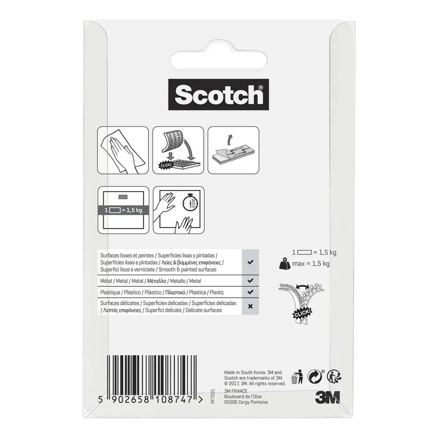 Nastro adesivo per fissaggio a strappo Scotch® 19x76 mm bianco