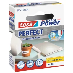 Nastro adesivo telato Tesa Extra Power Perfect 19 mm x 2,75 m bianco