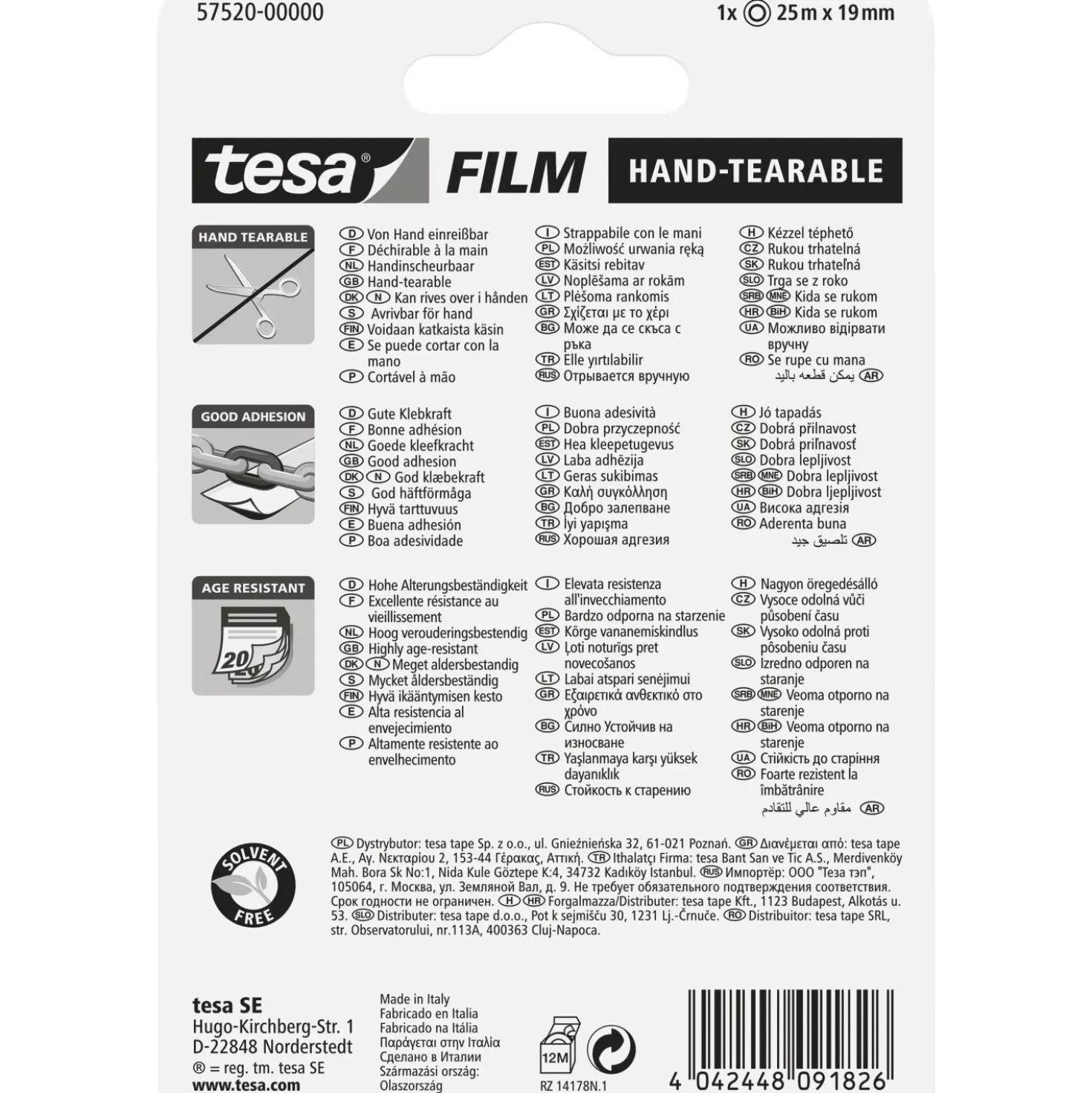 Nastro adesivo Tesa con strappo manuale 19 mm x 25 m trasparente