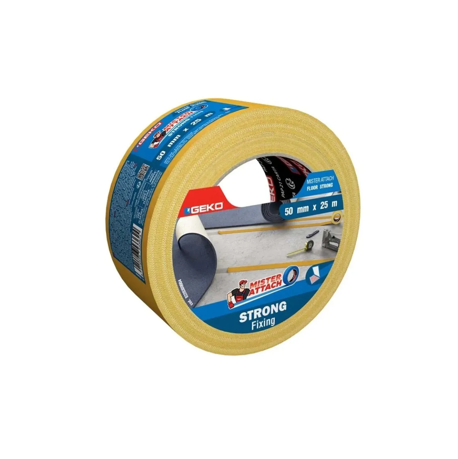 Nastro biadesivo con garza 50 mm x 25 m bianco