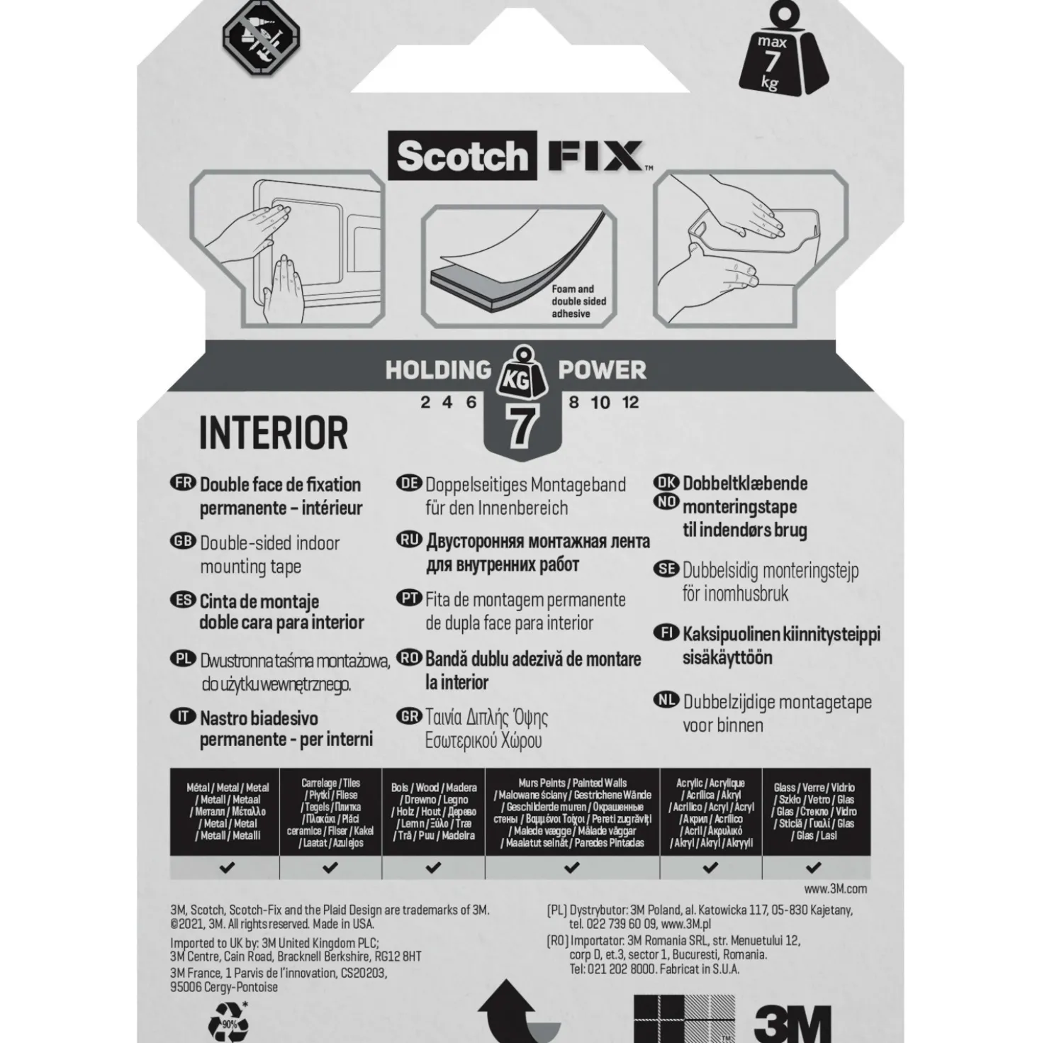Nastro biadesivo per montaggio da interni Scotch-Fix 19 mm x 1,5 m