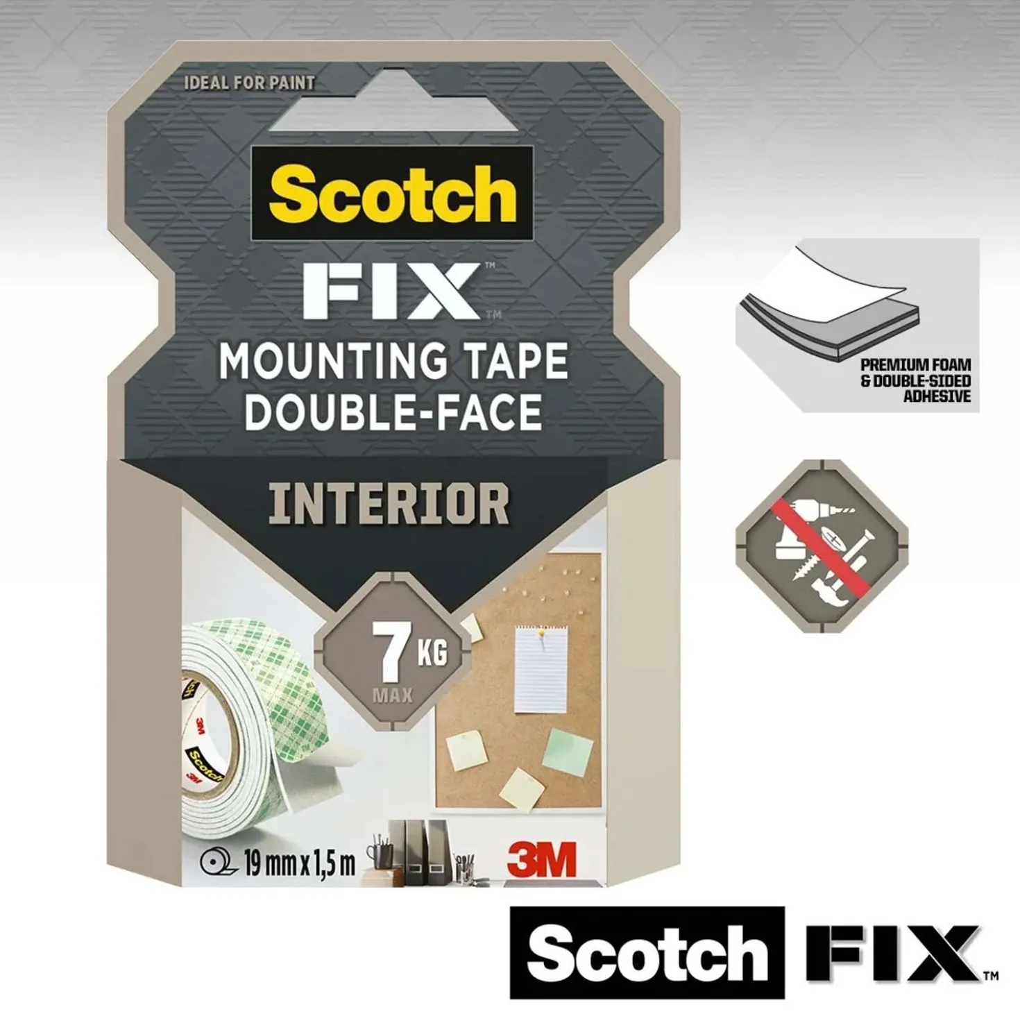 Nastro biadesivo per montaggio da interni Scotch-Fix 19 mm x 3 m