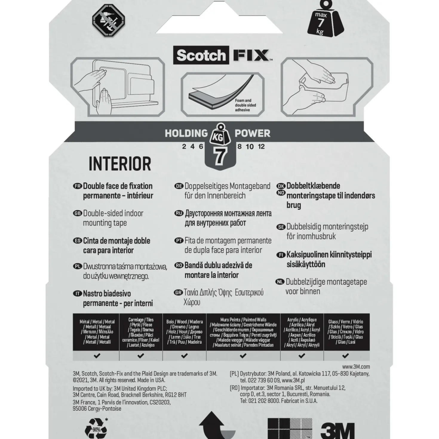 Nastro biadesivo per montaggio da interni Scotch-Fix 19 mm x 3 m