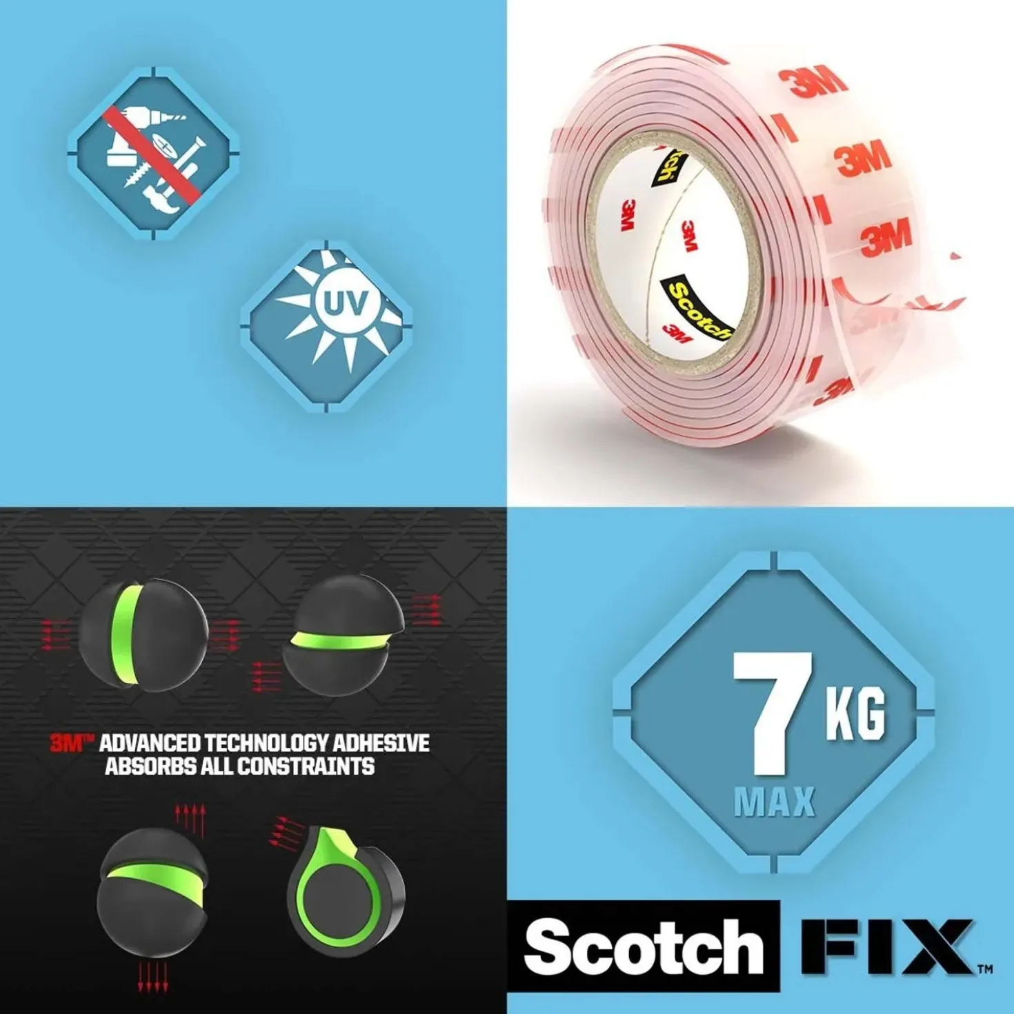 Nastro biadesivo permanente Scotch-Fix Extreme 19 mm x 3 m trasparente