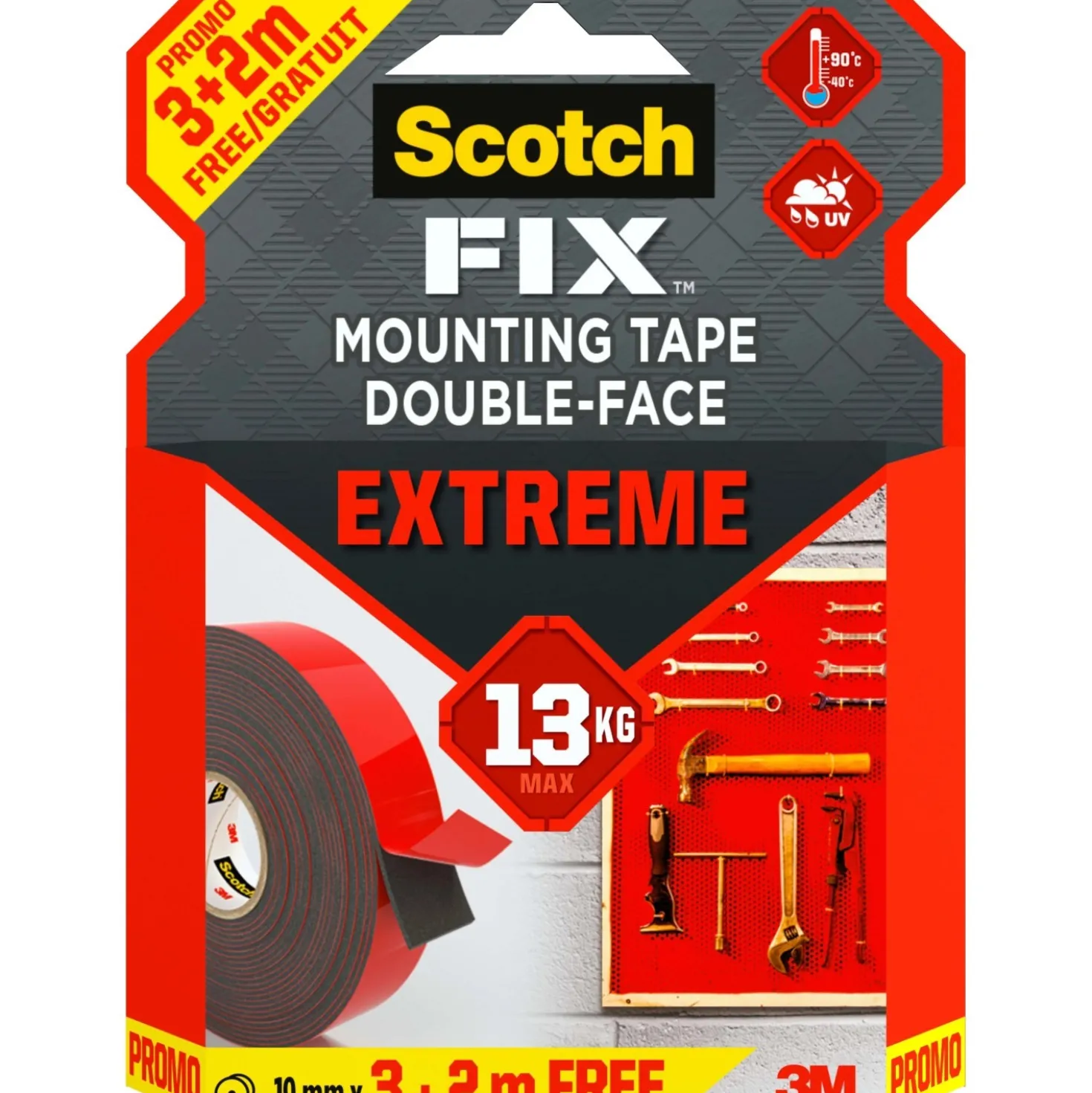 Nastro biadesivo permanente Scotch-Fix Extreme 19 mm x 5 m rosso