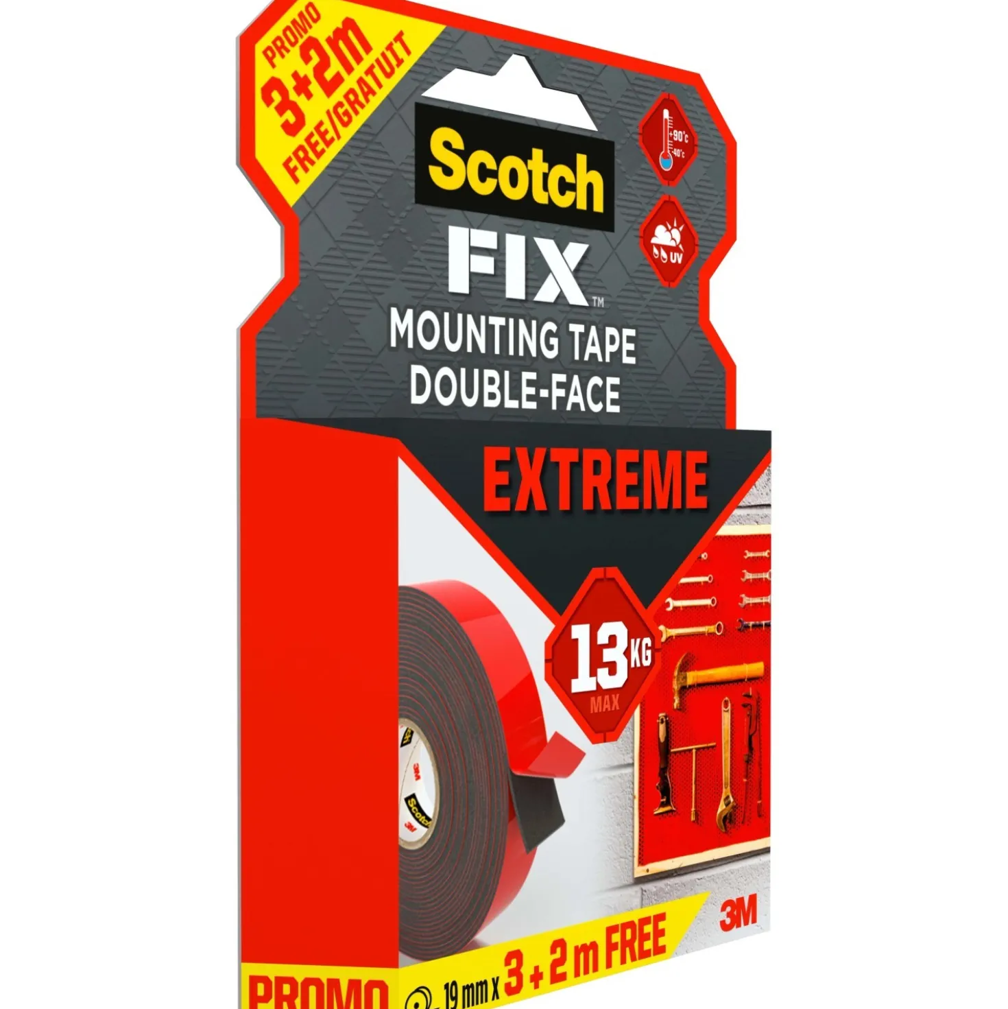 Nastro biadesivo permanente Scotch-Fix Extreme 19 mm x 5 m rosso