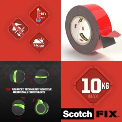 Nastro biadesivo permanente Scotch-Fix Extreme 19 mm x 5 m rosso