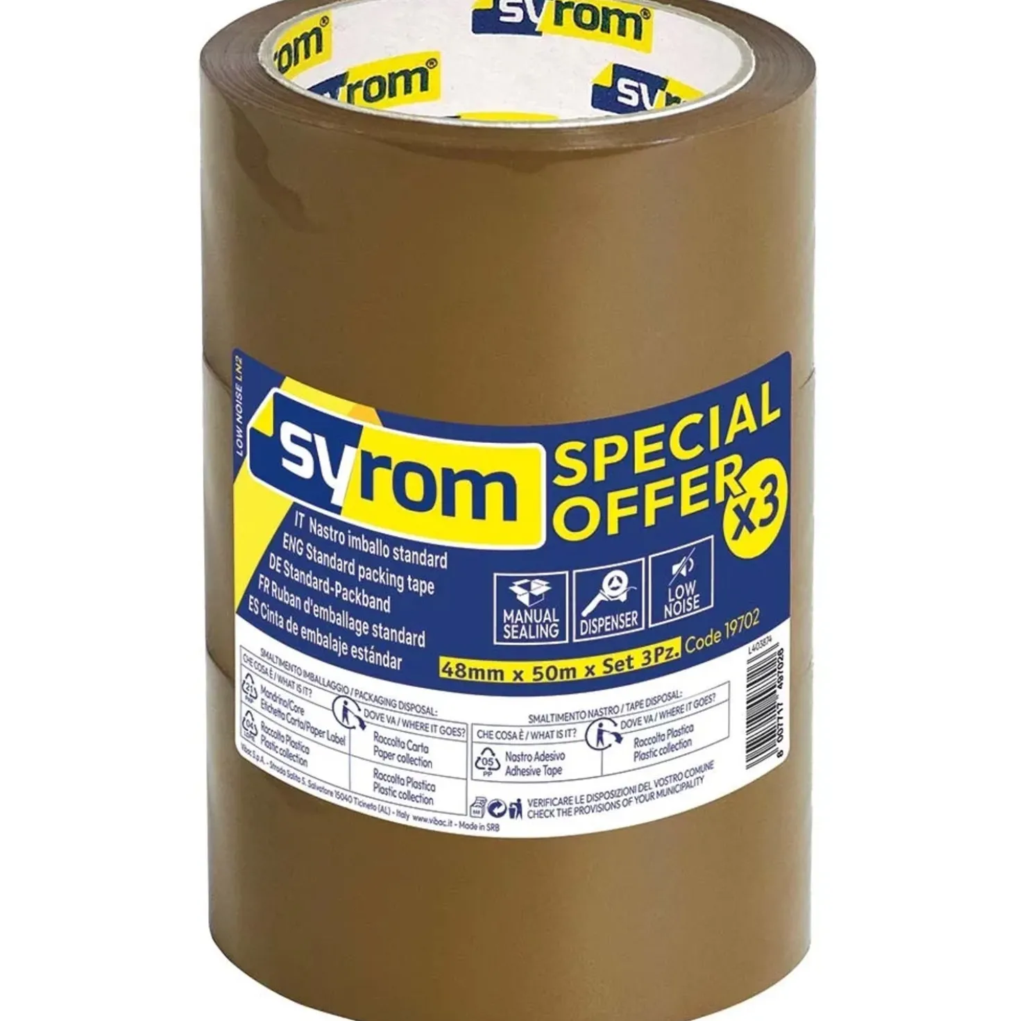 Nastro imballaggio Syrom avorio 48 mm x 50 m 3 pz