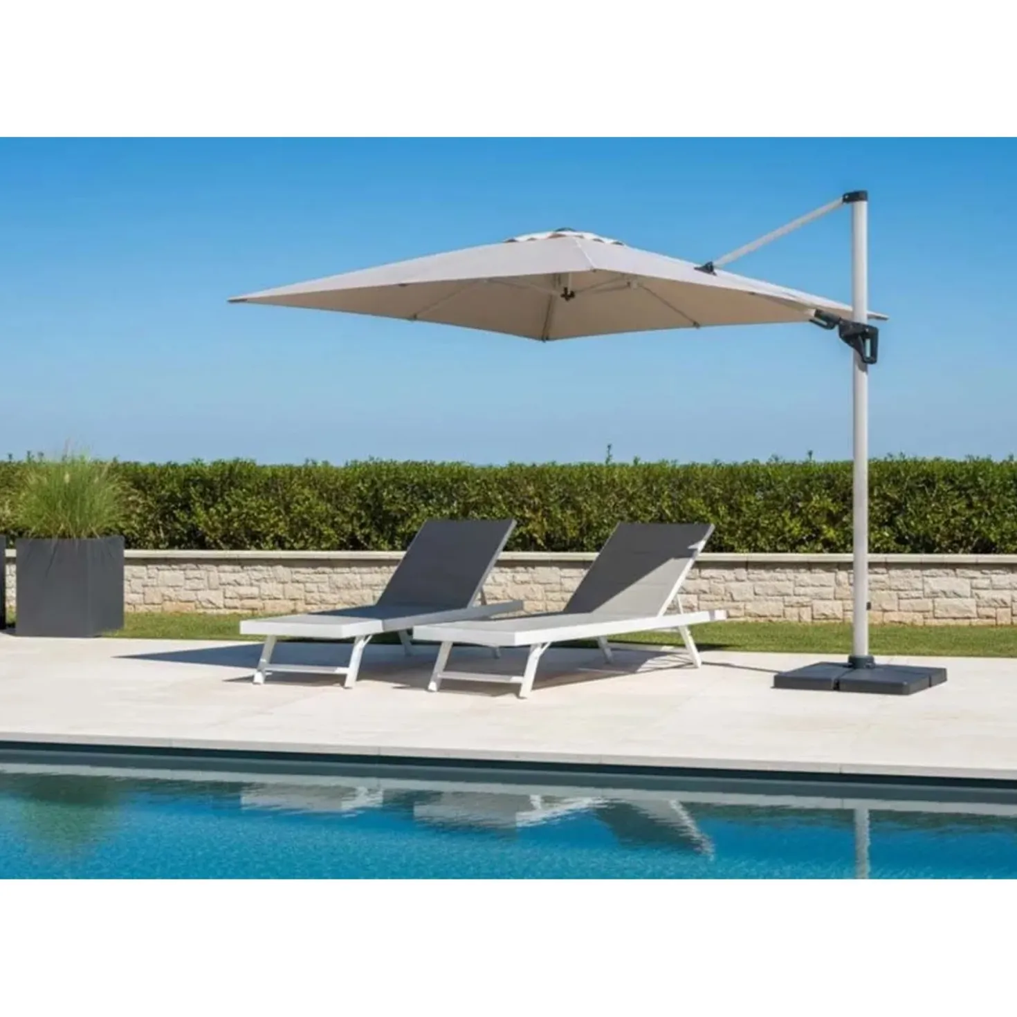 Ombrellone a palo decentrato Heliantus 300x400 cm grigio